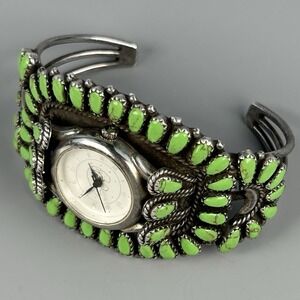 Juliana Williams Martha Smiley Navajo Sterling Turquoise Watch Cuff 50 Stone